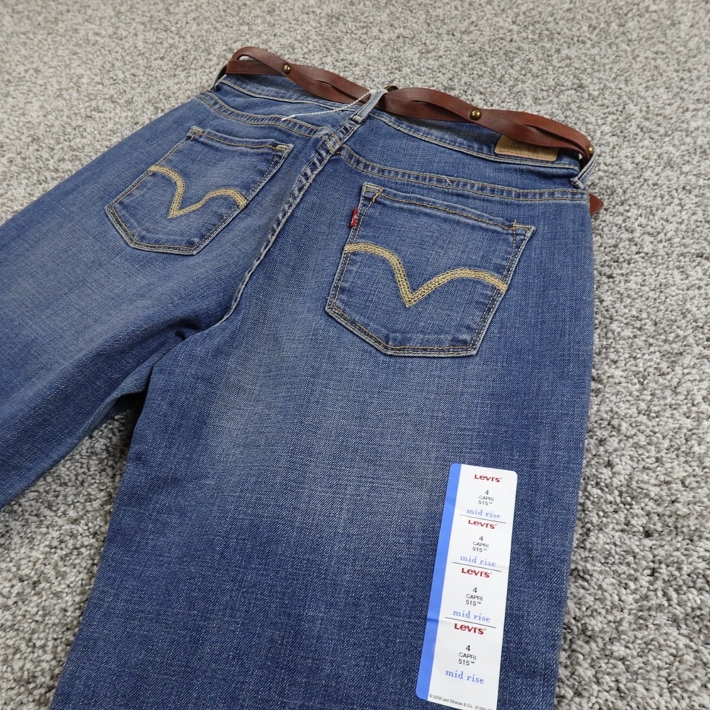 NEW Levis Jeans Womens 4 Dark Blue Denim Short Pants 515‎ Capri Stretch Flex Y2K